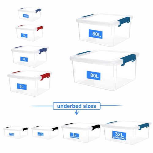 Clear plastic storage boxes - clear,