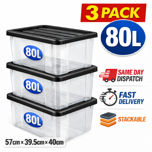 80l clear plastic storage - plastic,